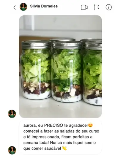 Mensagem de cliente sobre as receitas