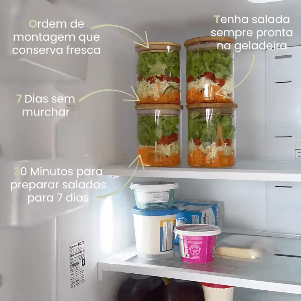Seleção de saladas no pote
