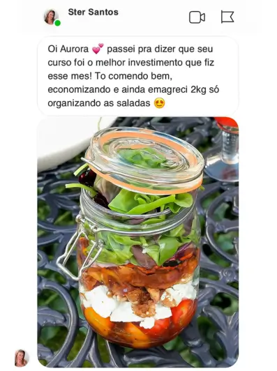 Mensagem de cliente sobre as receitas